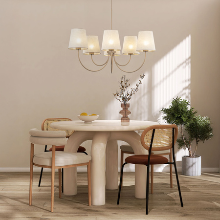 Żyrandol wiszący o średnicy 85cm z abażurkami z lnu CANDI SABIA 6xE27 Tk Lighting 11072