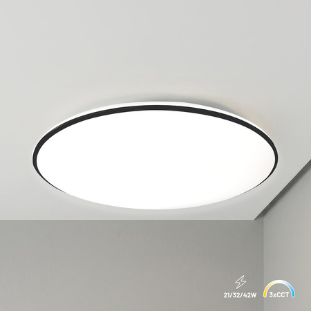 Plafon 45cm z czarną obramówką z funkcją CCT i zmianą natężenia światła Hugo 21-32-42W 3CCT IP54 Milagro ML2568