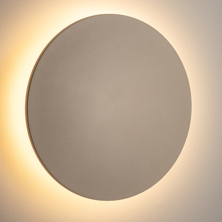 Okrągły płaski kinkiet w kolorze beżowym podświetlający elewacje 30cm IP65 ARIA LED XL Nowodvorski 11573
