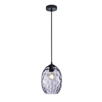Lampa wisząca z kloszem dymionym o nieregularnej fakturze 1xE27 Novala Italux PND-3031-1-BK-SG