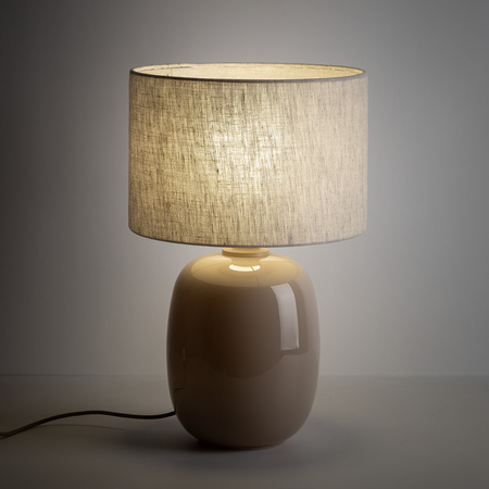 Lampka stołowa szklana z lnianym abażurem 1xE27 SABIA Tk Lighting 16182