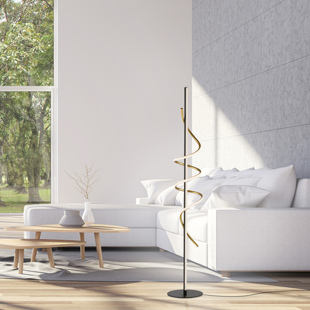 Lampa podłogowa spirala LED mosiądz + czarny EMANDA LED 3000K Just Light 19110-68