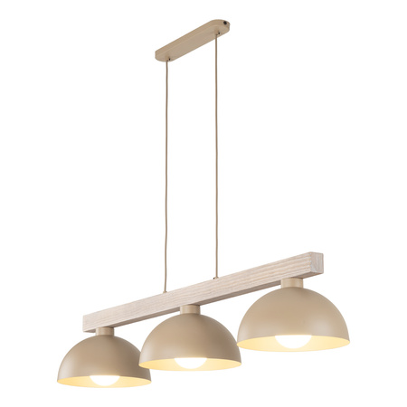 Lampa wisząca z trzema metalowymi kloszami na drewnianym stelarzu  OSLO SABIA 3xE27 Tk Lighting 11012
