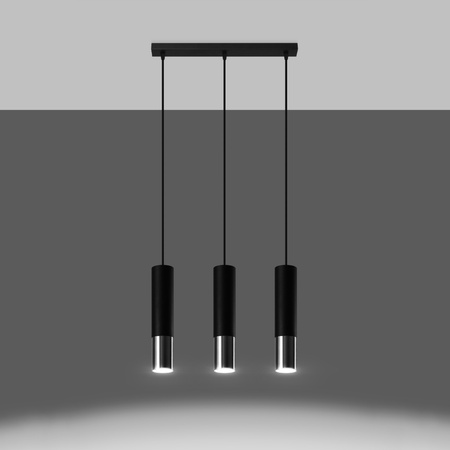 Lampa wisząca LOOPEZ 3L czarny/chrom Sollux SL.0942