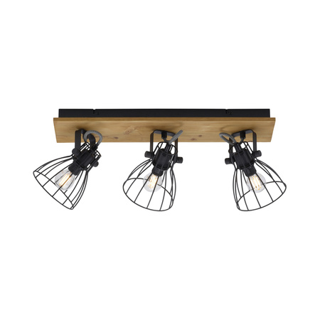Lampa sufitowa loft 3-punktowa z drewnianą podstawą TARO Just Light 15119-18