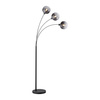 Lampa podłogowa czarna w kształcie łuku trzy dymione szklane klosze ZEA Just LIght 15422-18