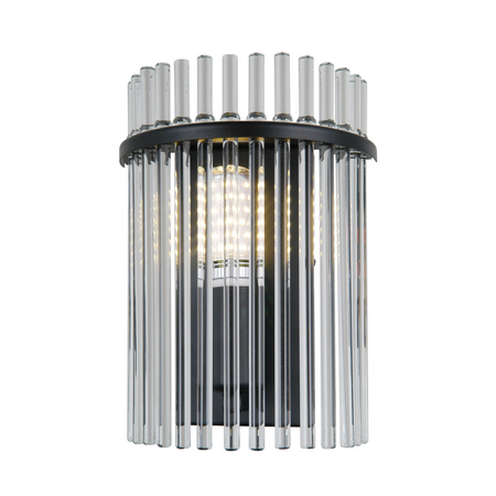 Czarny kinkiet z pionowymi szklamymi rurkami 1xE14 Merto Italux WL-40930-1A-BK