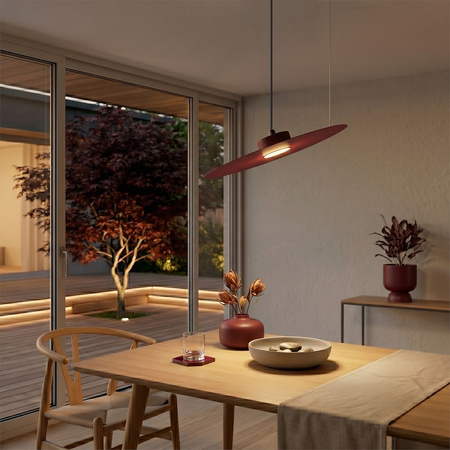 Lampa wisząca metalowy cienki talerz w kolorze burgund z możliwością zawieszenia pod skosem PIATTO 1xGX53 fi 45cm Milagro MLP2915