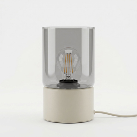 Kaszmirowa lampka na komodę z dymionym kloszem DEX Kaja Lighting K-6051