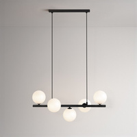 Czarna lampa wisząca z białymi kloszami na rurce FILO Kaja Lighting K-5851 