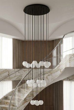 Duża czarna lampa wisząca z białymi kloszami ASPEN Kaja Lighting KP-32