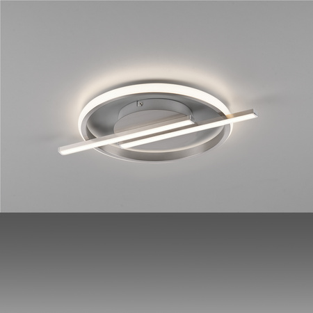 Lampa sufitowa srebrna – geometryczny okrąg z linią świetlną KORSA LED 3000K z funkcją ściemniania SimplyDim Just Light 14130-55