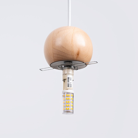 Lampa wisząca PEKKA 3P biała/naturalne drewno Sollux SL.1391