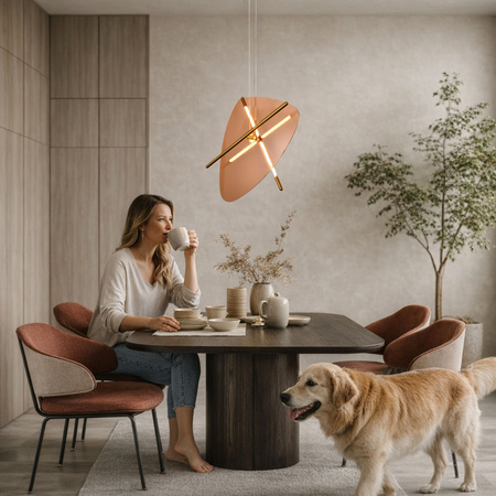 Lampa wisząca mosiężna szklany bursztynowy klosz podświetlany przez profile LED RELAX  15W LED 3000K Candellux Studio 31-50830
