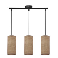 Ballo lampa wisząca czarny 3x60 e27 abażur orzechowy Candellux 33-19745