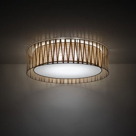 Plafon sufitowy wykonany z juty o średnicy 72cm HARMONY SABIA JUTA 6XE27 Tk Lighting 11463