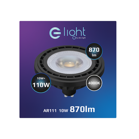 Żarówka LED 10W AR111 GU10 4000K/ Czarny AR8041