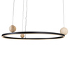Lampa wisząca czarna obręcz 80cm z ozodbnymi kulami z kamienia naturalnego LED 3000K Maxlight P0702 Solaris