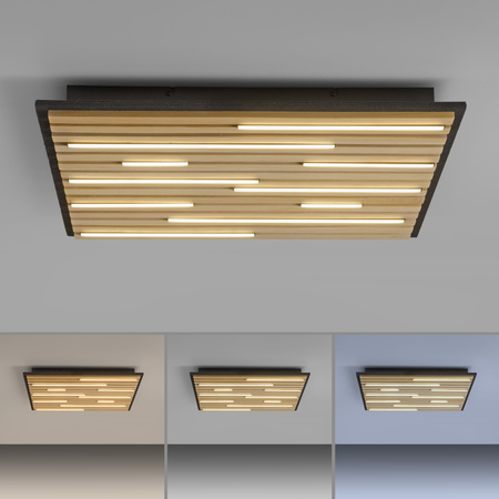 Lampa sufitowa 62cm drewniane lamele z LED strerowana pilotem i aplikacją Q-AKUSTIK Paul Neuhaus 6423-79