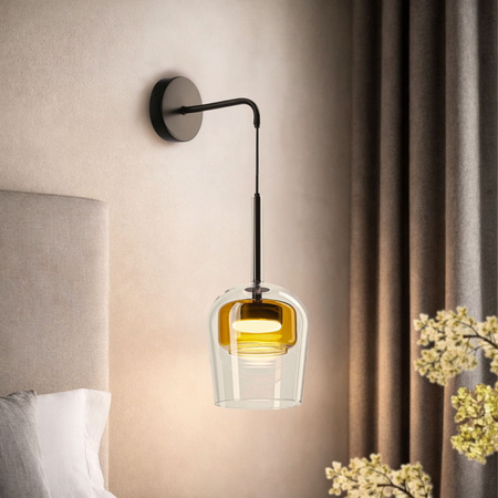 Kinkiet ścienny wiszący GLAXI 1xGX53 z podwójnym kloszem bezbarwny+żółty Candellux Studio 21-50403
