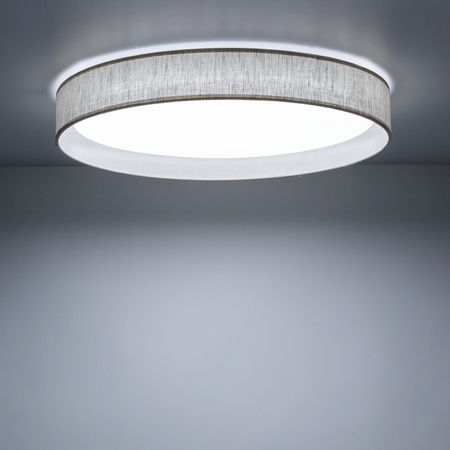 Okragły plafon sufitowy do sypialni z lnu LED o średnicy 42,5cm DEMI LEN Tk Lighting 11857