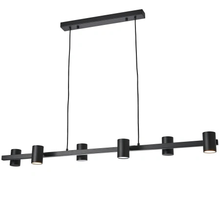 Lampa wisząca 6 czarnych tub na poziomej belce Noe Long 6xGU10 PL0111-BK Yaskr
