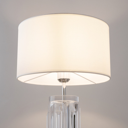 Lampa stołowa z białym abażurem i szklaną podstawą Muse MOD304TL-01CH Maytoni