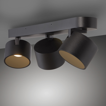Czarna podłużna lampa sufitowa trzy tuby LED 2700K PURE CUP Paul Neuhaus 6227-18