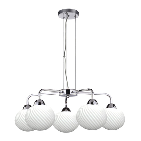 Madryt lampa wisz¹ca chrom 5x60W E27 klosz biały Candellux 35-32942
