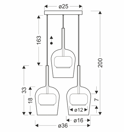 Lampa wisząća potrójna szklane podwójne klosze GLAXI 3xGX53 Candellux Studio 33-50427