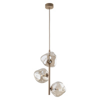 Lampa wisząca w kolorze beżowym z trzema bursztynowymi ciekawymi kloszami LAVA SABIA 3XG9 Tk Lighting 11107