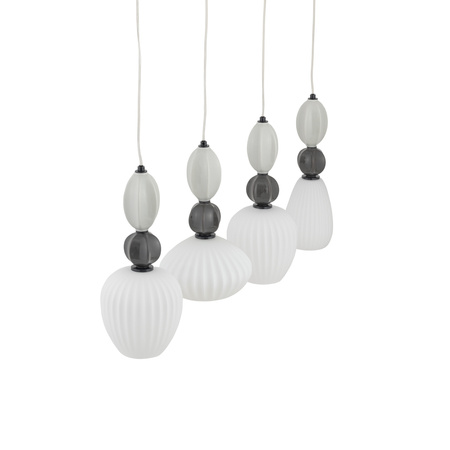 Czteropunktowa lampa wisząca na listwie z ceramicznymi dekoracjami i ryflowanymi kloszami 4xE27 CORALS Nowodvorski 11976