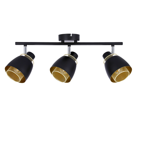 Aleksandria lampa sufitowa listwa czarny 3x40w e14 klosz czarny+złoty Candellux 93-13767