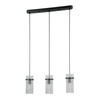 Lampa wisząca czarna trzy zwisy szklane rurki 3xE14 Merto Italux PND-40930-3B-BK
