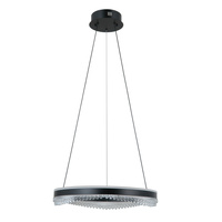 Czarna lampa wisząca okrąg 50cm z dekorem LED Morte Italux PND-34535-M-BK