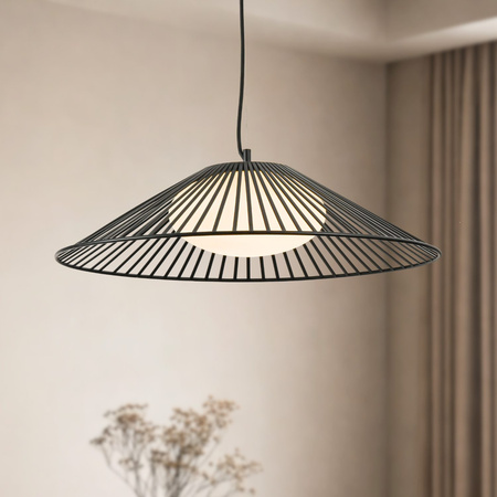 Czarna lampa wisząca ażurowy metalowy klosz z białym szklanym dyfuzorem SONTE 60 cm 1xGX53 Candellux Studio 31-50922