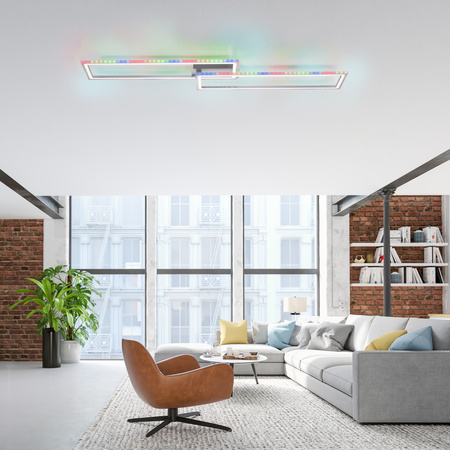 Lampa sufitowa dwie prostokątne ramki LED z RGB sterowane pilotem FELIX60 Just Light 14635-55