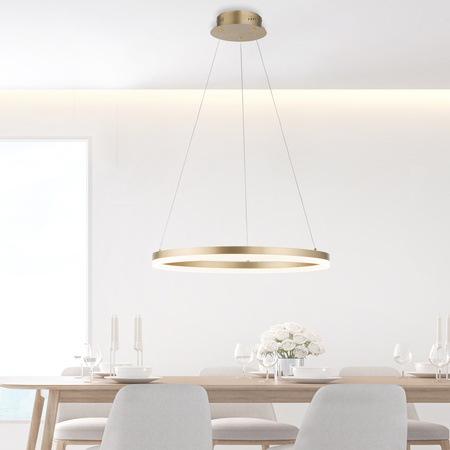 Lampa wisząca okrąg o średnicy 60cm LED 3000K TITUS Mosiadz Paul Neuhaus 2382-60 z wbudowanym ściemniaczem