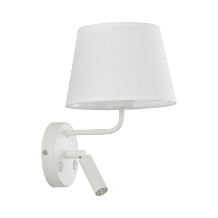 Biały kinkiet z abażurem i dodatkową lampką do czytania MAJA WHITE 1XE27 1XG9 Tk Lighting 11393