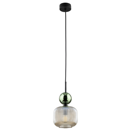 Lampa wisząca pojedyńcza z ryflowanym koniakowym kloszem i zieloną kulą SOPHIA GREEN COGNAC 1xE14 Tk Lighting 11144