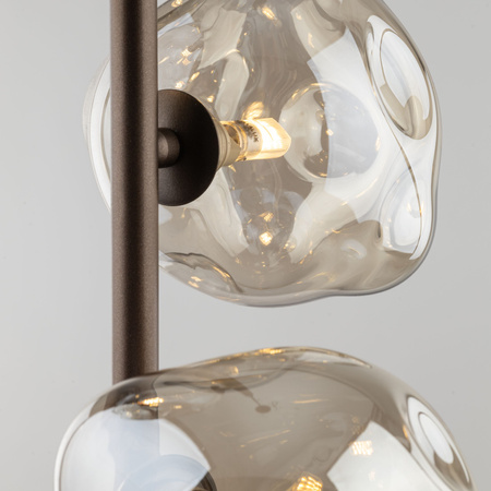 Lampa wisząca z trzema niregularnymi szklanymi kloszami na jedym zwisie LAVA BROWN 3xG9 Tk Lighting 11036