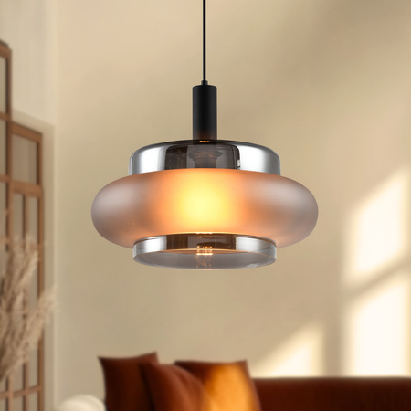 Lampa wisząca szklany pierścieniowy klosz dymiony mrożony BRIZI 1xE27 Candellux Studio 31-51516