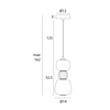 Lampa wisząca pionowa z dwoma opalowymi kulami i ciemnoszarym kloszem centralnym LED 3000K 13W Maxlight P0629