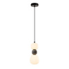Lampa wisząca pionowa z dwoma opalowymi kulami i ciemnoszarym kloszem centralnym LED 3000K 13W Maxlight P0629