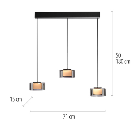 Potrójna lampa wisząca z funkcją ściemniania i Comfort LIFT RIKA Paul Neuhaus 2113-18