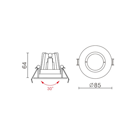 Wpuszczana oprawa sufitowa Torres Adjust IP44 Italux DA-401C/WK-WW/50