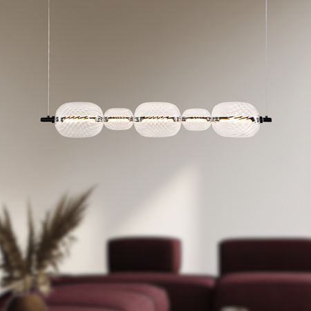 Lampa wisząca czarna pozioma 5 szklanym owalnych kloszy PLAYA 15W LED 3000K Candellux Studio 35-50526
