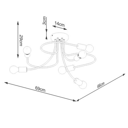 Żyrandol LEVAR 6 czarny Sollux SL.1456