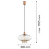 Lampa wisząca w kolorze miedzianym szklany dymiony szampański klosz o średnicy 30cm TRESCO Argon 9012