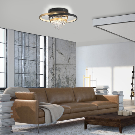Lampa sufitowa LED 3000K 2 Pierścienie z kryształami ROTAZO Paul Neuhaus 6267-68 funkcja śćiemniania